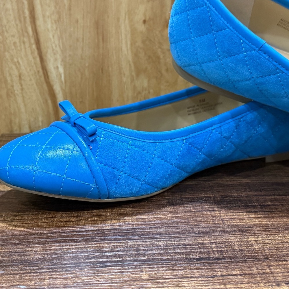 Talbots BLAIR CAP TOE QUILTED BALLET FLATS - SUEDE - Picture 2 of 8